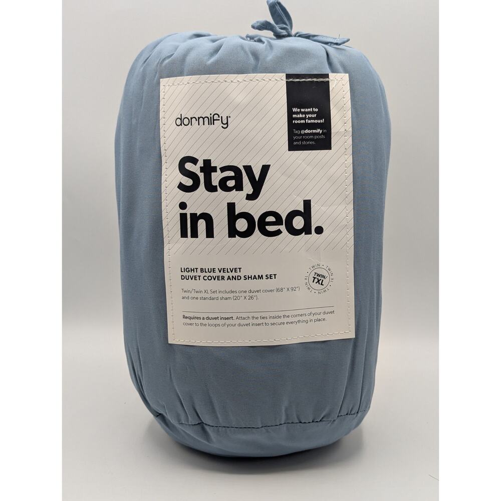 Dormify Twin/Twin XL Blue Velvet Duvet Cover (68"x92") and Sham (20"x26") Set